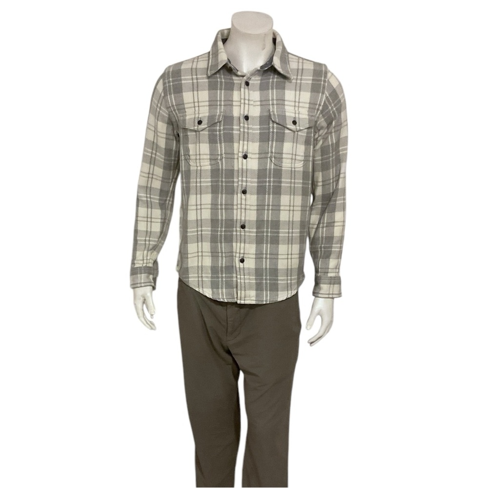 Outerknown Gray Plaid Casual Button Down Shirt - image 1